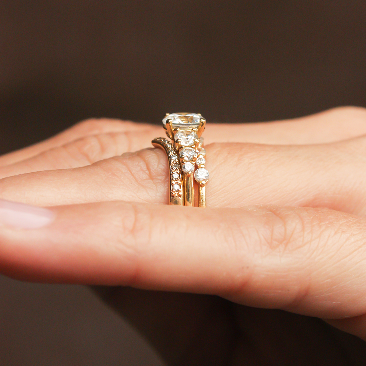 1.45CT Round Seven Stone Moissanite Diamond Solitaire Engagement Ring