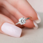 1.0CT Round Hidden Halo Moissanite Diamond Solitaire Engagement Ring