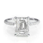 2.50CT Emerald Cut Hidden Halo Moissanite Diamond Pave Engagement Ring