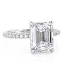 2.50CT Emerald Cut Hidden Halo Moissanite Diamond Pave Engagement Ring