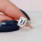 2.0CT Emerald Cut Hidden Halo Moissanite Diamond Solitaire Engagement Ring