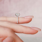 2.0CT Elongated Cushion Pave Moissanite Diamond Hidden Halo Engagement Ring