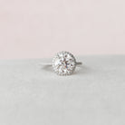 3.0CT Round Halo Moissanite Diamond Pave Engagement Ring