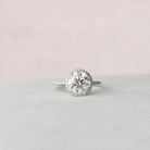 3.0CT Round Halo Moissanite Diamond Pave Engagement Ring