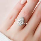 2.50CT Pear Halo Moissanite Diamond Pave Engagement Ring In Solid Gold