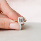 4.0CT Emerald Cut Hidden Halo Moissanite Diamond Engagement Ring