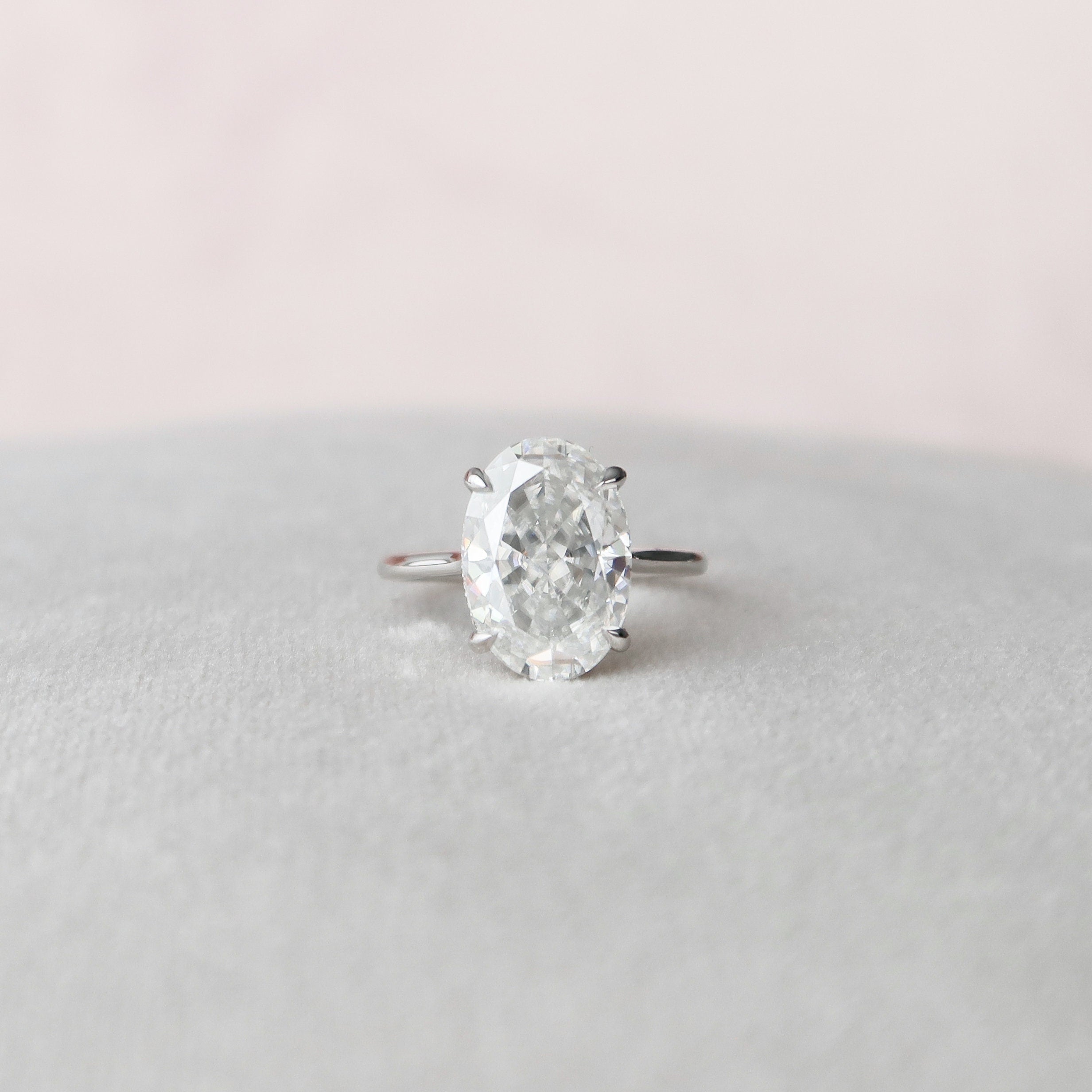 5.0CT Oval Cut Hidden Halo Moissanite Engagement Ring