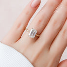 4.0CT Emerald Cut Hidden Halo Moissanite Diamond Engagement Ring