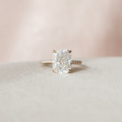 4.0CT Elongated Cushion Pave Moissanite Diamond Hidden Halo Engagement Ring