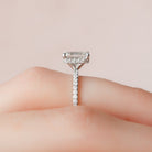 1.50CT Emerald Cut Hidden Halo Moissanite Diamond Pave Engagement Ring