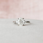 2.0CT Elongated Oval Three Stone Moissanite Diamond Hidden Halo Engagement Ring