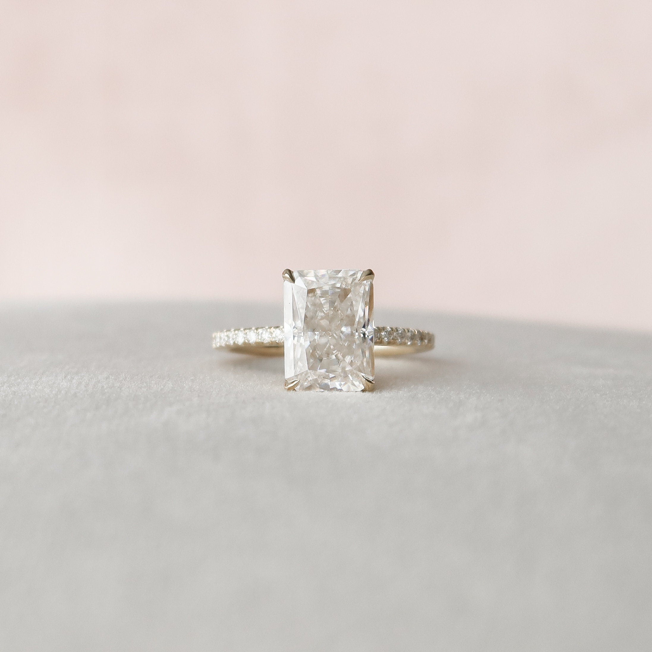 3.50CT Radiant Cut Hidden Halo Moissanite Engagement Ring