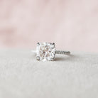 2.50CT Cushion Hidden Halo Moissanite Diamond Pave Engagement Ring For Women