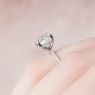 2.50CT Cushion Hidden Halo Moissanite Diamond Pave Engagement Ring For Women