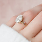 4.0CT Oval Twig Moissanite Diamond Engagement Ring For Women 