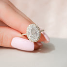 4.50CT Oval Halo Moissanite Diamond Pave Engagement Ring In Solid Gold