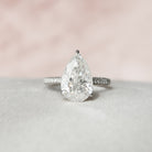 5.0CT Pear Three Sided Pave Moissanite Diamond Hidden Halo Engagement Ring In Solid Gold