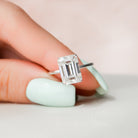 4.50CT Emerald Cut Hidden Halo Moissanite Diamond Open Setting Engagement Ring