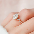 2.0CT Oval Cluster Moissanite Diamond Hidden Halo Engagement Ring