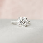 2.50CT Round Hidden Halo Moissanite Diamond Pave Engagement Ring For Women