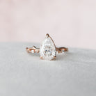 2.0CT Pear Twig Moissanite Diamond Engagement Ring In Solid Gold