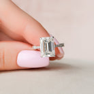 5.0CT Emerald Cut Vintage Pave Moissanite Diamond Four Prong Engagement Ring