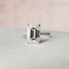 5.0CT Emerald Cut Pave Moissanite Diamond Hidden Halo Engagement Ring