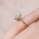 2.0CT Emerald Cut Hidden Halo Moissanite Diamond Braided Engagement Ring