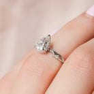 1.0CT Pear Twig Moissanite Diamond Engagement Ring For Women 