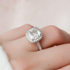 4.0CT Cathedral Set Cushion Halo Moissanite Diamond Three Sided Pave Engagement Ring