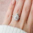 3.0CT Pear Halo Moissanite Diamond Split Shank Engagement Ring In Solid Gold