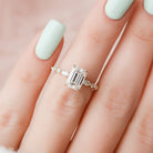 2.0CT  Hidden Halo Emerald Cut Pave Moissanite Diamond Engagement Ring