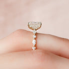 2.0CT  Hidden Halo Emerald Cut Pave Moissanite Diamond Engagement Ring