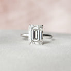 4.50CT Emerald Cut Hidden Halo Moissanite Diamond Open Setting Engagement Ring