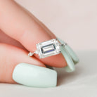 3.0CT Emerald Cut East-West Moissanite Engagement Ring