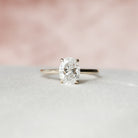 1.5CT Cathedral Set Oval Moissanite Diamond Hidden Halo Engagement Ring