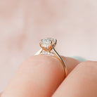 1.5CT Cathedral Set Oval Moissanite Diamond Hidden Halo Engagement Ring