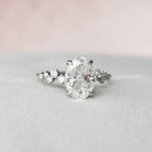 2.0CT Oval Cluster Moissanite Diamond Hidden Halo Engagement Ring