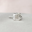 4.50CT Cushion Hidden Halo Moissanite Diamond Pave Engagement Ring For Women