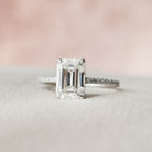 3.0CT Emerald Cut Pave Moissanite Diamond Hidden Halo Engagement Ring