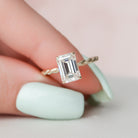 2.0CT Emerald Cut Hidden Halo Moissanite Diamond Braided Engagement Ring