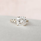 4.0CT Cushion Zig Zag Pave Moissanite Diamond Hidden Halo Engagement Ring