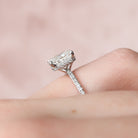 2.0CT Elongated Cushion Hidden Halo Moissanite Diamond Pave Engagement Ring For Women