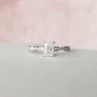 1.0CT Radiant Moissanite Diamond Vintage Pave Engagement Ring