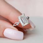 4.0CT Emerald Cut Twig Moissanite Diamond Engagement Ring For Women