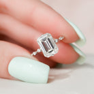 3.0CT Emerald Cut Petite Pave Moissanite Diamond Engagement Ring