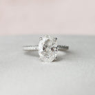 3.0CT Oval Hidden Halo Moissanite Diamond Three Sided Pave Engagement Ring