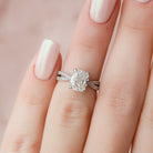 2.0CT Elongated Cushion Split Shank Moissanite Diamond Hidden Halo Engagement Ring