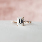 2.0CT Emerald Cut Petite Pave Moissanite Diamond Engagement Ring