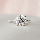 2.50CT Round Petite Pave Moissanite Diamond Four Prong Engagement Ring